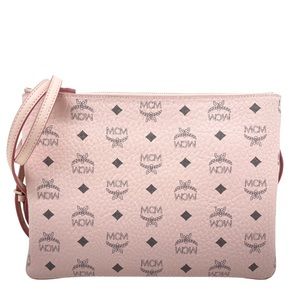 MCM New With Tags Powder Pink Logo Flat Pouch/ Clutch Crossbody Purse